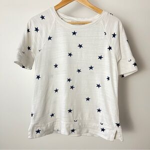 LOFT White Tee with Navy Star embroidered Design Size SP